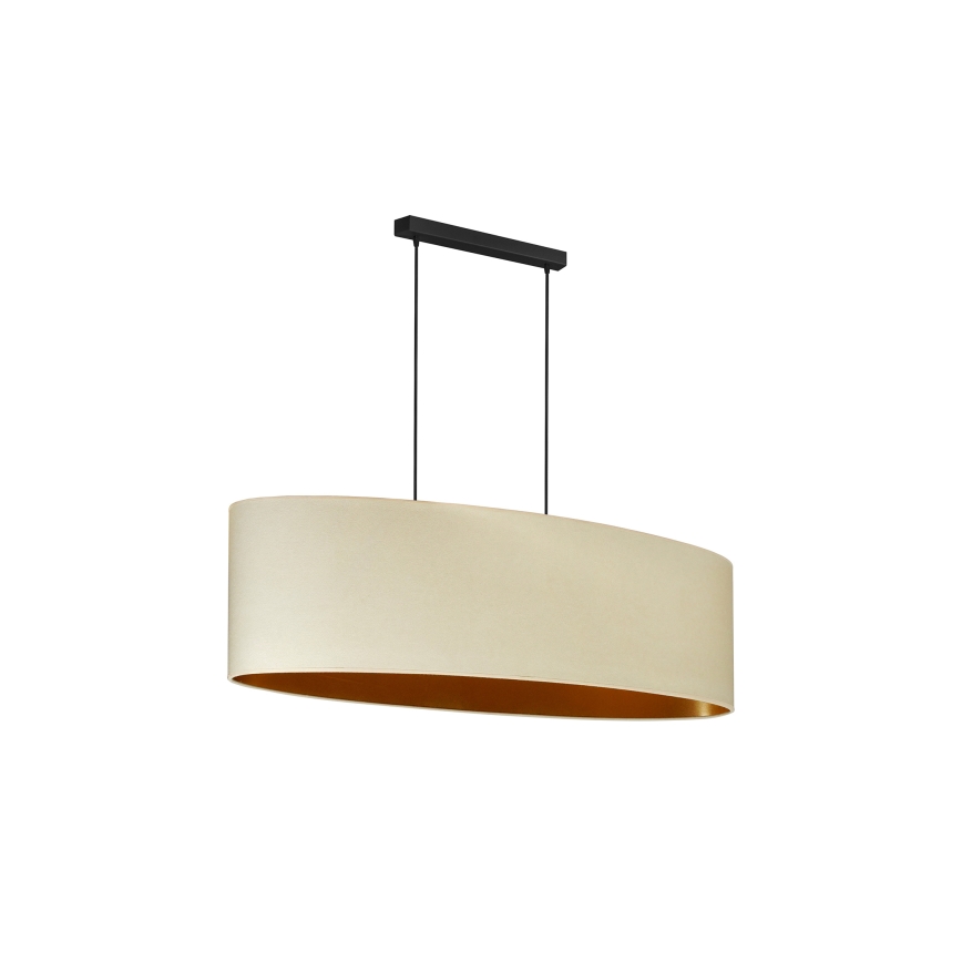 Duolla - Ljuskrona med textilsladd OVAL VEGAN 2xE27/15W/230V grädde