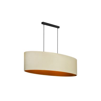 Duolla - Ljuskrona med textilsladd OVAL VEGAN 2xE27/15W/230V grädde