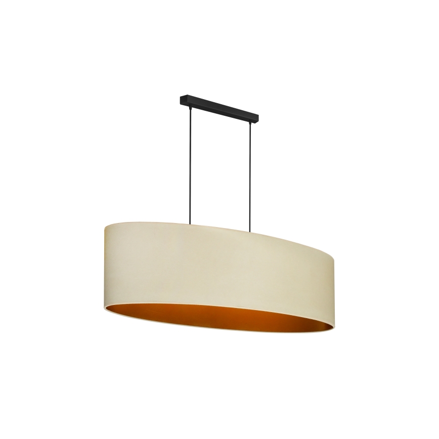 Duolla - Ljuskrona med textilsladd OVAL VEGAN 2xE27/15W/230V grädde