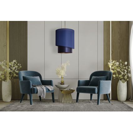Duolla - Ljuskrona med textilsladd PARIS 1xE27/15W/230V diameter 40 cm blå/gyllene