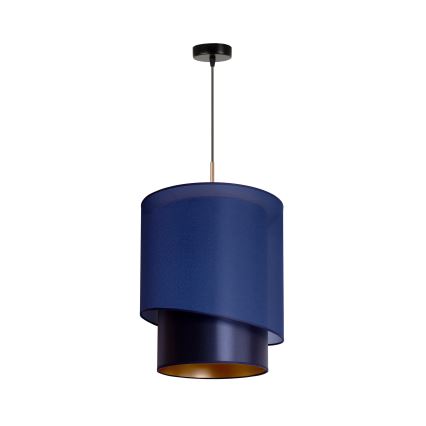 Duolla - Ljuskrona med textilsladd PARIS 1xE27/15W/230V diameter 40 cm blå/gyllene