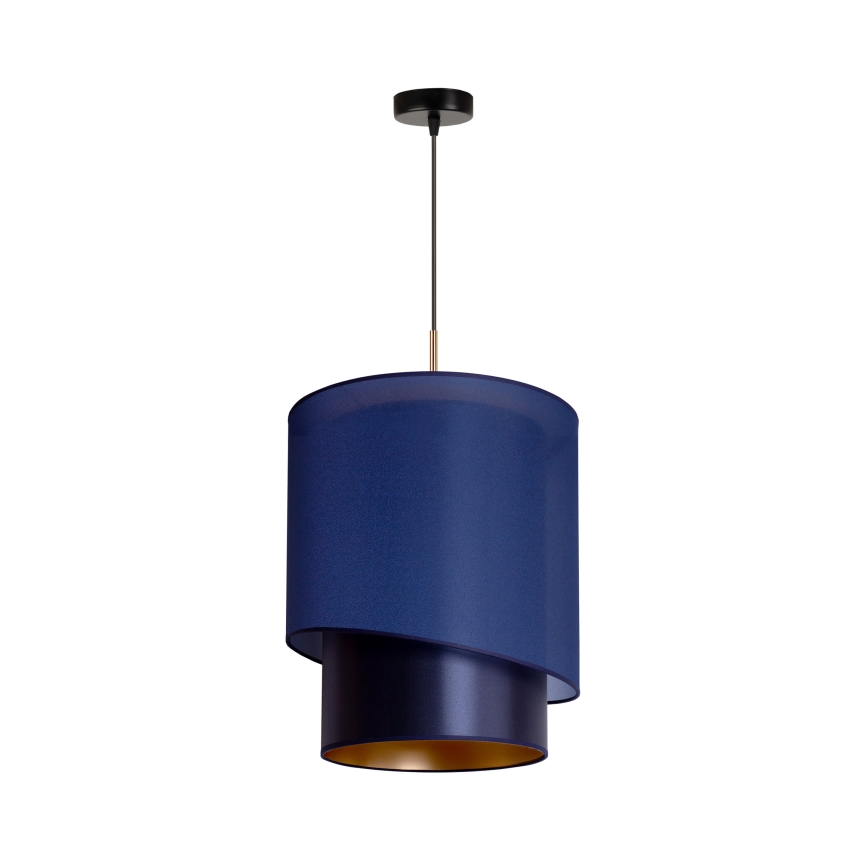 Duolla - Ljuskrona med textilsladd PARIS 1xE27/15W/230V diameter 40 cm blå/gyllene