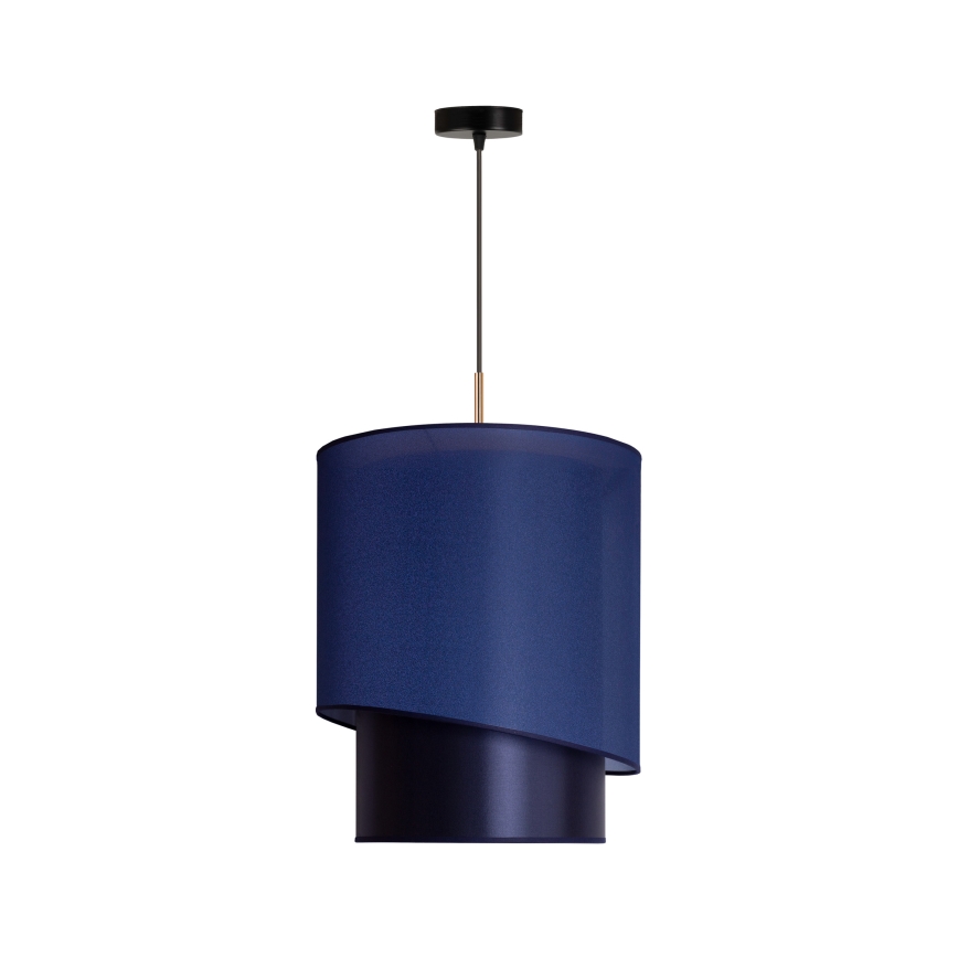 Duolla - Ljuskrona med textilsladd PARIS 1xE27/15W/230V diameter 40 cm blå/gyllene