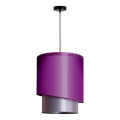 Duolla - Ljuskrona med textilsladd PARIS 1xE27/15W/230V diameter 40 cm lila/silver