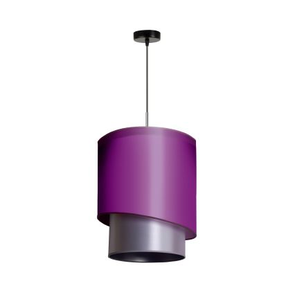 Duolla - Ljuskrona med textilsladd PARIS 1xE27/15W/230V diameter 40 cm lila/silver