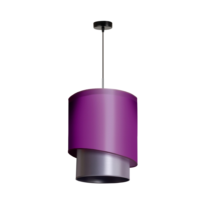 Duolla - Ljuskrona med textilsladd PARIS 1xE27/15W/230V diameter 40 cm lila/silver