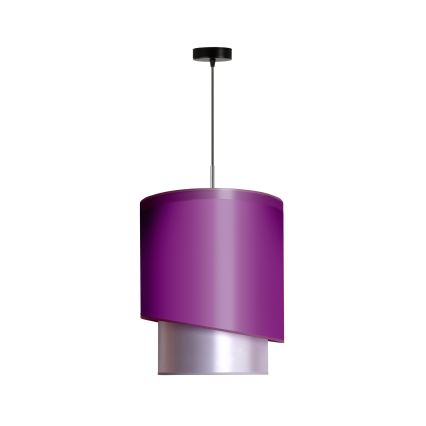 Duolla - Ljuskrona med textilsladd PARIS 1xE27/15W/230V diameter 40 cm lila/silver