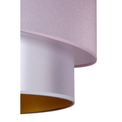 Duolla - Ljuskrona med textilsladd PARIS 1xE27/15W/230V diameter 40 cm rosa/silver/koppar
