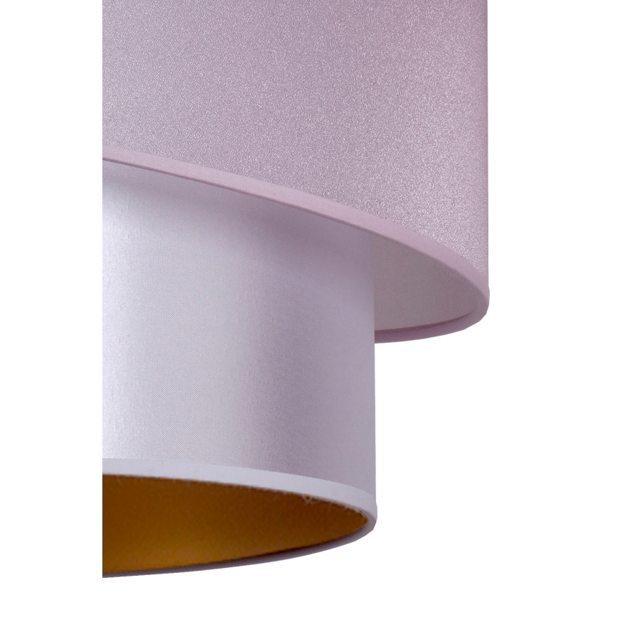 Duolla - Ljuskrona med textilsladd PARIS 1xE27/15W/230V diameter 40 cm rosa/silver/koppar