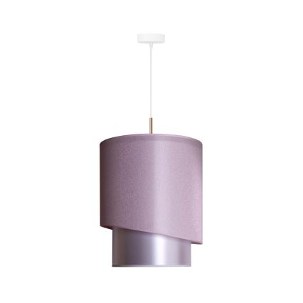 Duolla - Ljuskrona med textilsladd PARIS 1xE27/15W/230V diameter 40 cm rosa/silver/koppar