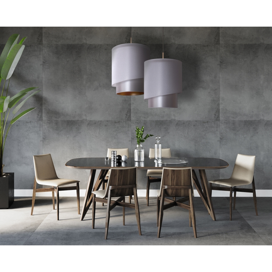 Duolla - Ljuskrona med textilsladd PARIS 1xE27/15W/230V diameter 40 cm silver/gyllene