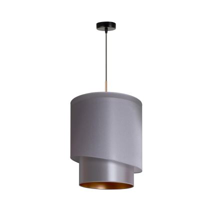 Duolla - Ljuskrona med textilsladd PARIS 1xE27/15W/230V diameter 40 cm silver/gyllene