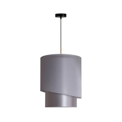 Duolla - Ljuskrona med textilsladd PARIS 1xE27/15W/230V diameter 40 cm silver/gyllene