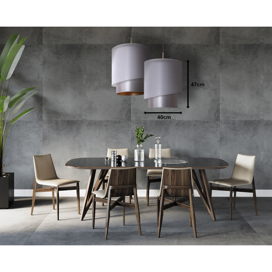 Duolla - Ljuskrona med textilsladd PARIS 1xE27/15W/230V diameter 40 cm silver/gyllene