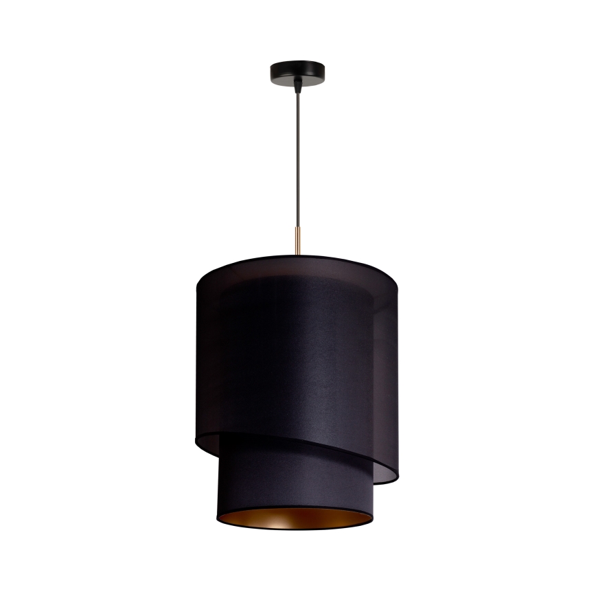 Duolla - Ljuskrona med textilsladd PARIS 1xE27/15W/230V diameter 40 cm svart/gyllene