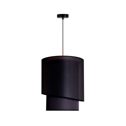 Duolla - Ljuskrona med textilsladd PARIS 1xE27/15W/230V diameter 40 cm svart/gyllene
