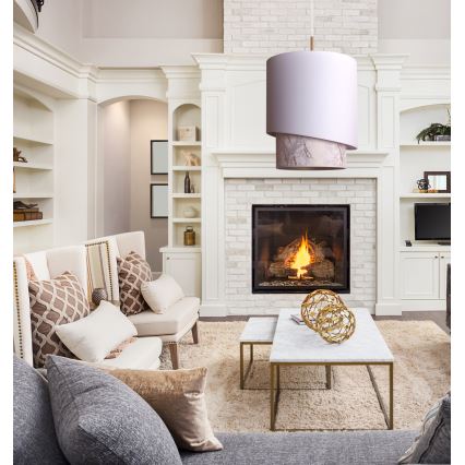 Duolla - Ljuskrona med textilsladd PARIS 1xE27/15W/230V diameter 40 cm vit/beige