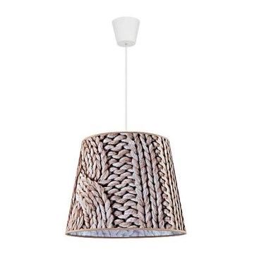 Duolla - Ljuskrona med textilsladd POP 1xE27/40W/230V ull diameter 38 cm brun