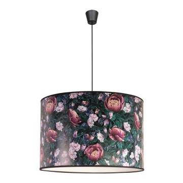 Duolla - Ljuskrona med textilsladd PRINT L 1xE27/40W/230V diameter 45 cm blommor