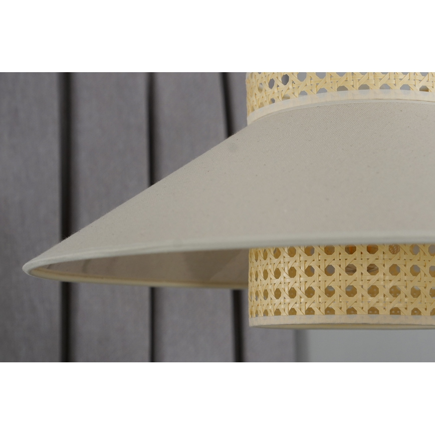 Duolla - Ljuskrona med textilsladd RIO RATTAN 1xE27/15W/230V diameter 45 cm beige/rotting