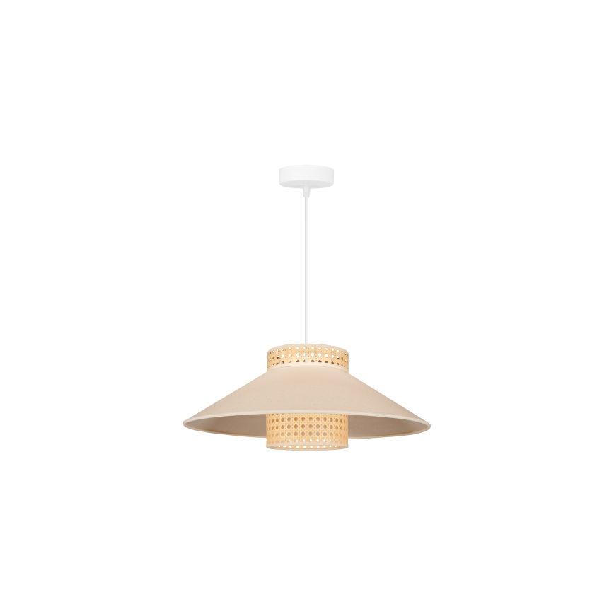 Duolla - Ljuskrona med textilsladd RIO RATTAN 1xE27/15W/230V diameter 45 cm beige/rotting