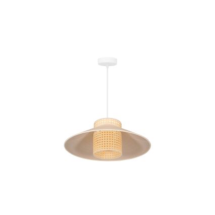 Duolla - Ljuskrona med textilsladd RIO RATTAN 1xE27/15W/230V diameter 45 cm beige/rotting