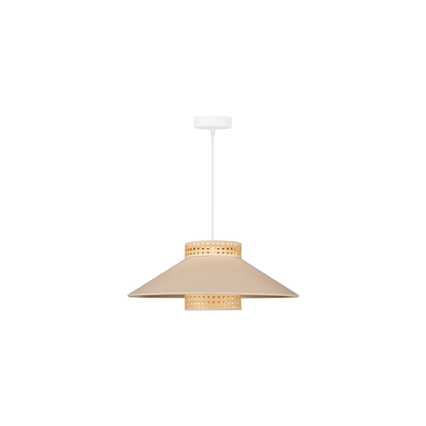 Duolla - Ljuskrona med textilsladd RIO RATTAN 1xE27/15W/230V diameter 45 cm beige/rotting