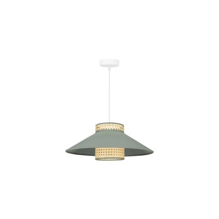Duolla - Ljuskrona med textilsladd RIO RATTAN 1xE27/15W/230V diameter 45 cm grön/rotting