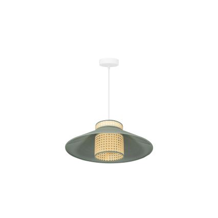 Duolla - Ljuskrona med textilsladd RIO RATTAN 1xE27/15W/230V diameter 45 cm grön/rotting