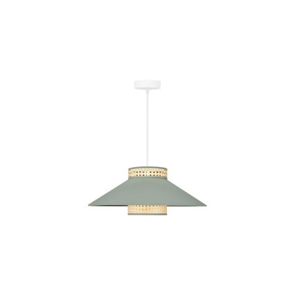 Duolla - Ljuskrona med textilsladd RIO RATTAN 1xE27/15W/230V diameter 45 cm grön/rotting