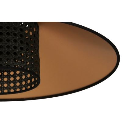 Duolla - Ljuskrona med textilsladd RIO RATTAN 1xE27/15W/230V diameter 45 cm svart/guld