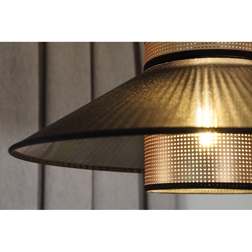 Duolla - Ljuskrona med textilsladd RIO SHINY 1xE27/15W/230V diameter 45 cm svart/koppar