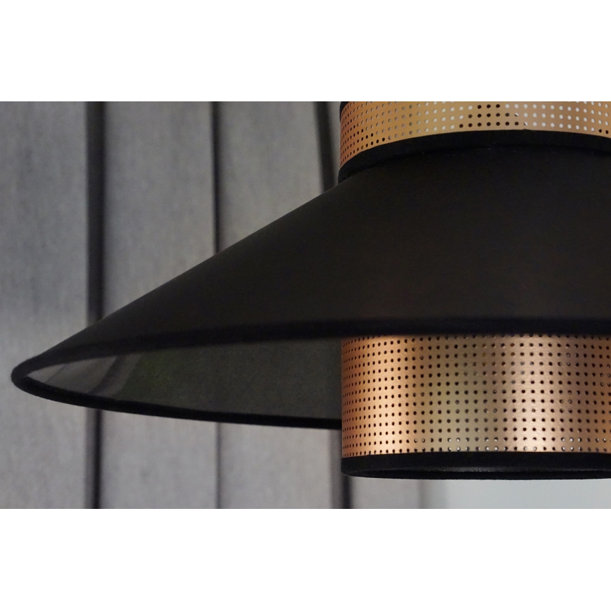 Duolla - Ljuskrona med textilsladd RIO SHINY 1xE27/15W/230V diameter 45 cm svart/koppar