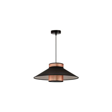 Duolla - Ljuskrona med textilsladd RIO SHINY 1xE27/15W/230V diameter 45 cm svart/koppar