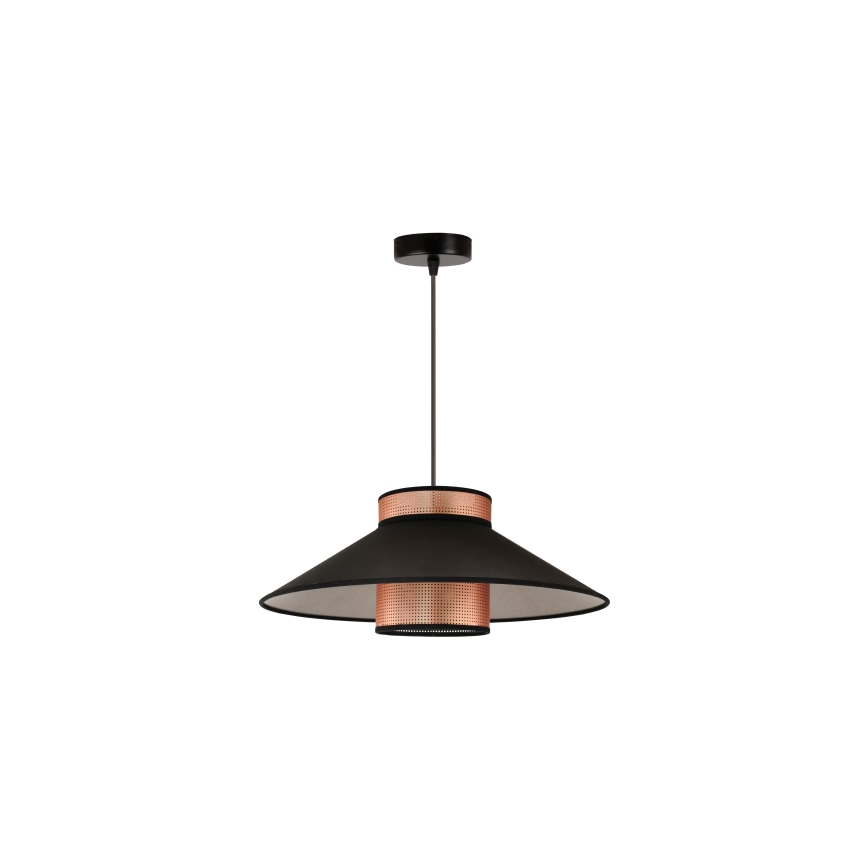 Duolla - Ljuskrona med textilsladd RIO SHINY 1xE27/15W/230V diameter 45 cm svart/koppar