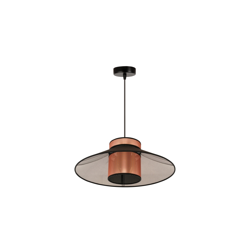 Duolla - Ljuskrona med textilsladd RIO SHINY 1xE27/15W/230V diameter 45 cm svart/koppar