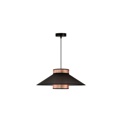 Duolla - Ljuskrona med textilsladd RIO SHINY 1xE27/15W/230V diameter 45 cm svart/koppar