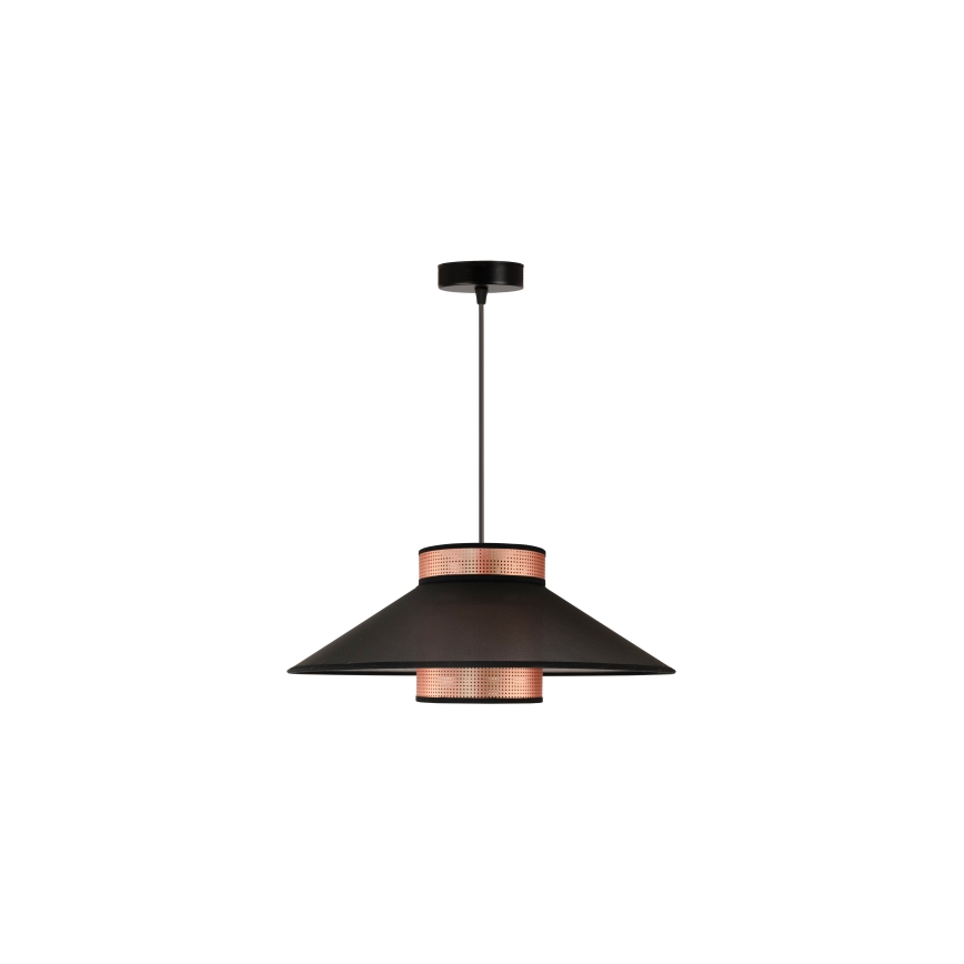 Duolla - Ljuskrona med textilsladd RIO SHINY 1xE27/15W/230V diameter 45 cm svart/koppar