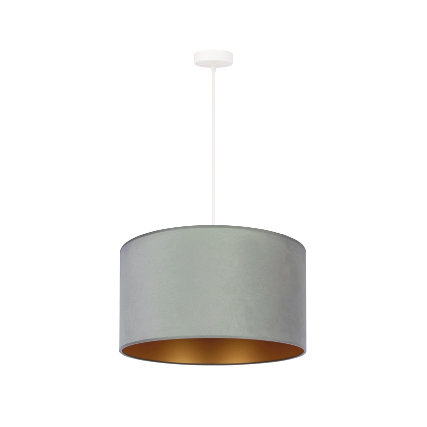 Duolla - Ljuskrona med textilsladd ROLLER 1xE27/15W/230V belysning diameter 40 cm grön/guld