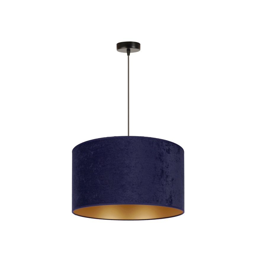 Duolla - Ljuskrona med textilsladd ROLLER 1xE27/15W/230V diameter 40 cm blå/guld