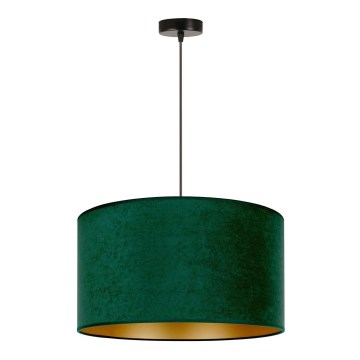 Duolla - Ljuskrona med textilsladd ROLLER 1xE27/15W/230V diameter 40 cm mörkgrön/guld
