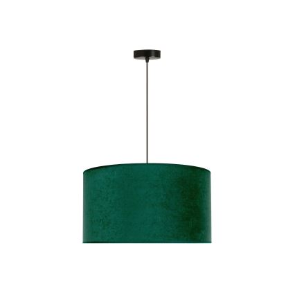 Duolla - Ljuskrona med textilsladd ROLLER 1xE27/15W/230V diameter 40 cm mörkgrön/guld