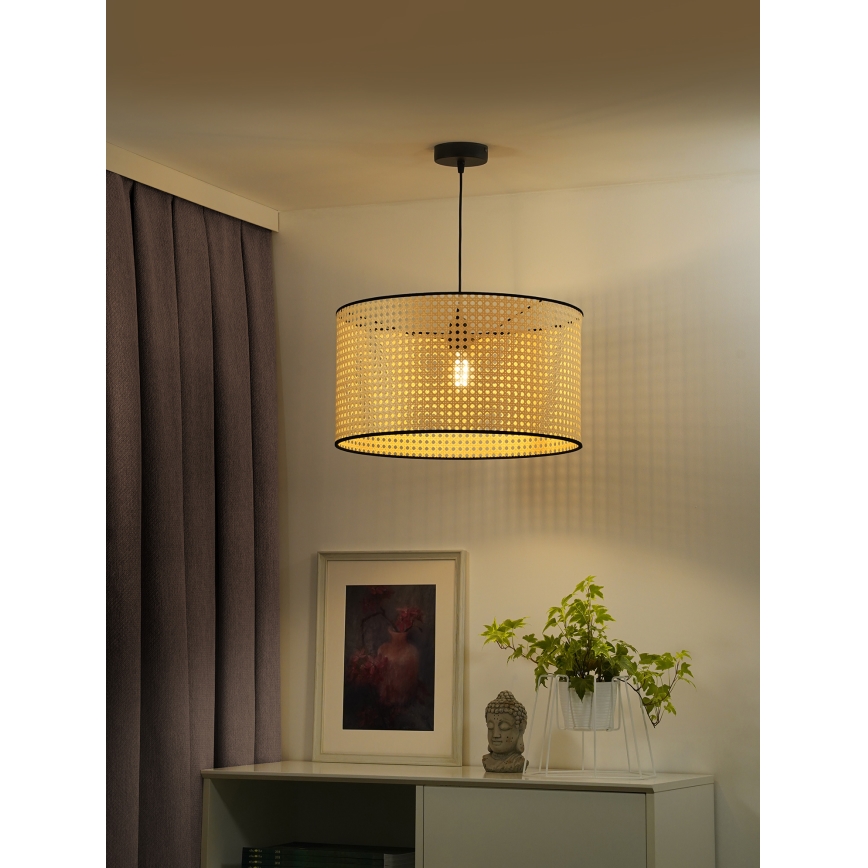 Duolla - Ljuskrona med textilsladd ROLLER 1xE27/15W/230V diameter 45 cm rotting/svart