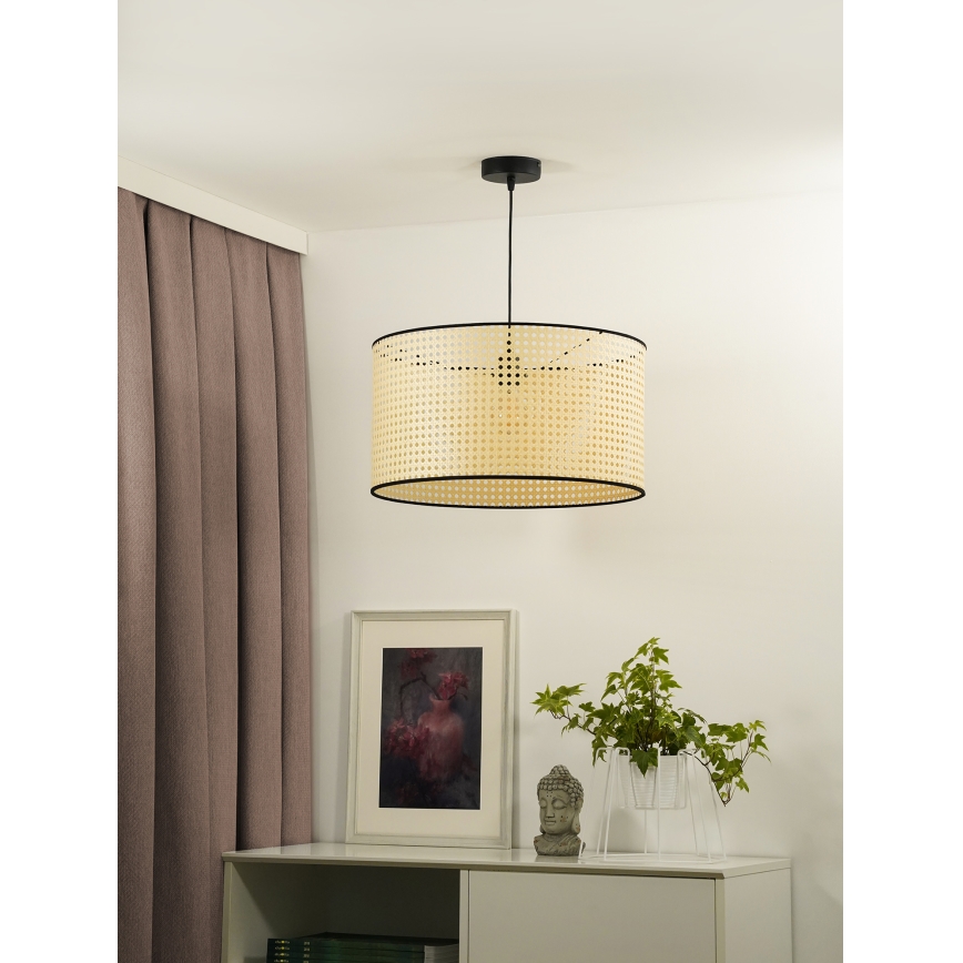 Duolla - Ljuskrona med textilsladd ROLLER 1xE27/15W/230V diameter 45 cm rotting/svart