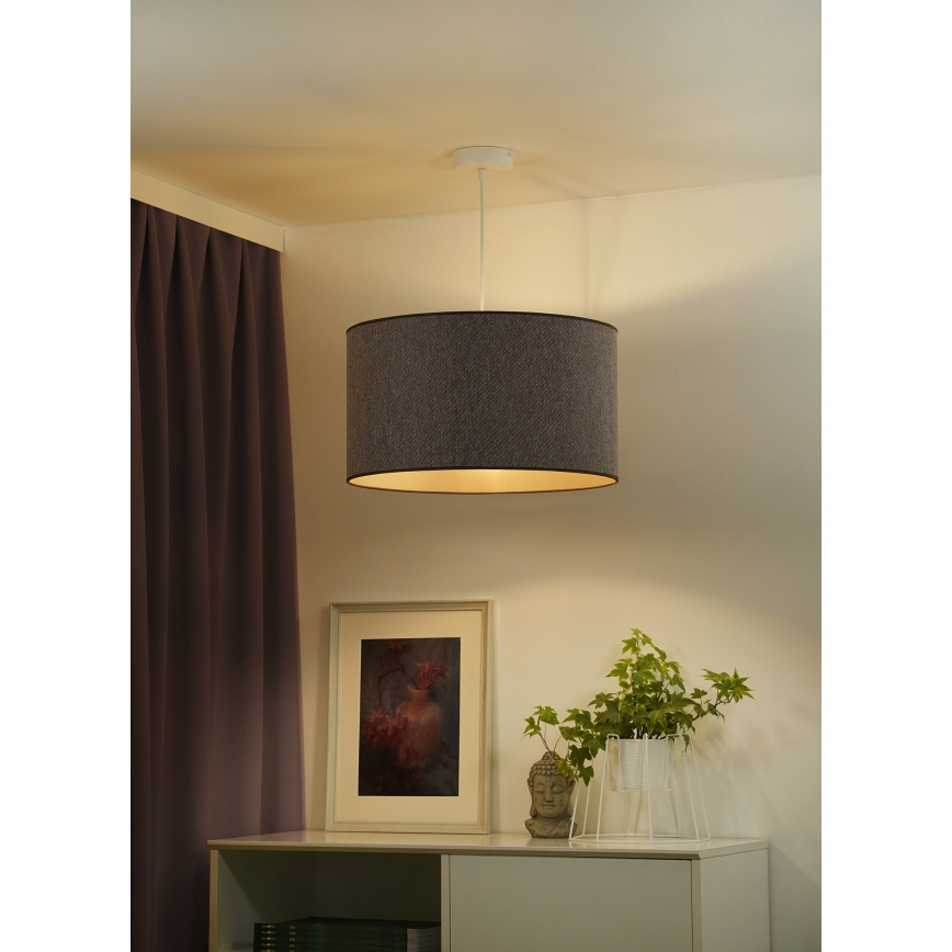 Duolla - Ljuskrona med textilsladd ROLLER ECO RECYCLING 1xE27/15W/230V diameter 45 cm brun