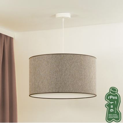Duolla - Ljuskrona med textilsladd ROLLER ECO RECYCLING 1xE27/15W/230V diameter 45 cm brun