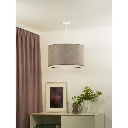 Duolla - Ljuskrona med textilsladd ROLLER ECO RECYCLING 1xE27/15W/230V diameter 45 cm brun