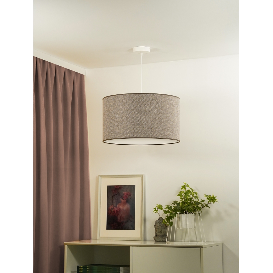 Duolla - Ljuskrona med textilsladd ROLLER ECO RECYCLING 1xE27/15W/230V diameter 45 cm brun