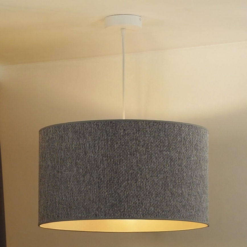 Duolla - Ljuskrona med textilsladd ROLLER ECO RECYCLING 1xE27/15W/230V diameter 45 cm grå