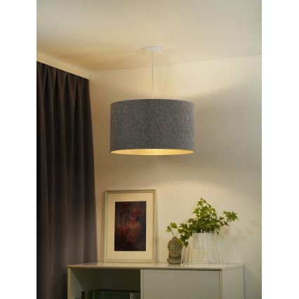 Duolla - Ljuskrona med textilsladd ROLLER ECO RECYCLING 1xE27/15W/230V diameter 45 cm grå